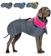 SlowTon Dog Winter Coat, Windproof 3 Layers Thick Warm Fleece Lining Dog Jacket for Cold Weather,...