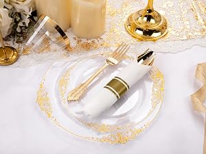 Clear and Gold Plastic Plates