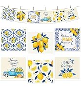 VISSTREE Lemons Swedish Dishcloths for Kitchen, 6 Pack Reusable Tiles Lemons Sponge Cleaning Clot...
