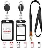 SOPHIYAYA Badge Holder and Retractable Reel with Lanyard, Hard Plastic Key Card Work Badge Sleeve...
