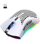 Wireless Lightweight Gaming Mouse Honeycomb with 7 Button Multi RGB Backlit Perforated Ergonomic ...