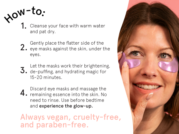 How to use our revitalizing 24k gold eye mask under eye patches for for dark circles and puffiness