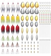 Alwonder 168PCS/Box Spinner Making Kit Lure Making Supplies Colorado Willow Spinner Blades Feathe...