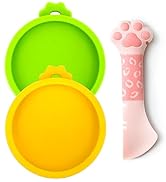 Comtim Small Cat Food Can Lids with Cat Food Spoon Set, Silicone Cat Food Can Covers Lids for 3 o...