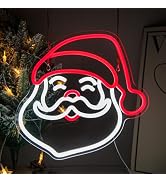 Santa Claus Neon Sign, Christmas Neon Sign for Wall Decor, Dimmable Christmas Led Light Up Sign f...