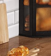 Furshus Corner Bread Box for Kitchen Countertop,Bread Storage for Homemade Bread, Double Layer La...