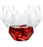 Goodluck 40 PCS Diamond Stemless Plastic Wine Whiskey Glasses, 12 Oz Disposable Cocktail Glasses,...