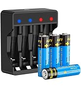 KEKUCULL 4 Pack Rechargeable AA Lithium Batteries,1.5V 3000mWh Li-ion Rechargeable Batteries with...