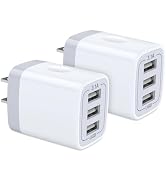 USB Wall Charger, Hootek 2Pack Wall Plug 3-Port USB Charging Station 3.1A Power Adapter Multi Por...