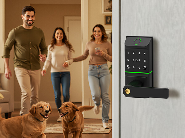 keypad door lock with handle