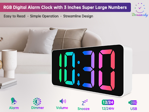 rgb desk clock large numbers