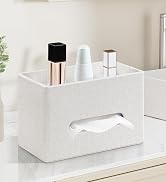 MEIBOOCH Plus Size Tissue Box Cover Rectangle, PU Leather Tissue Box Holder with Storage Tray, De...