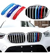 Exact Fit ///M-Colored Grille Insert Trims Compatible With BMW 2016-2019 X1 Accessories for w/Sta...