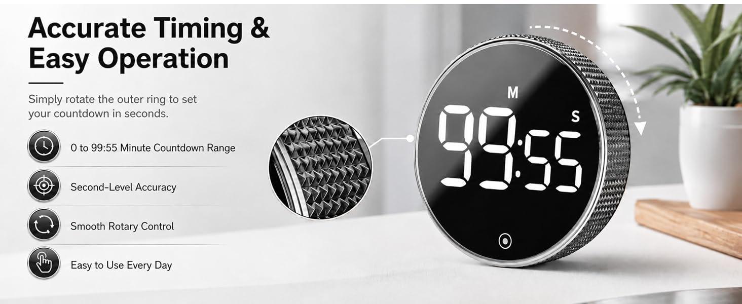 digital kitchen timer, countdown timer, magnetic kitchen timer, digital countdown clock, SPN-RECPP