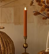Luminara Marmalade Taper, 1" x 9.5" Battery Operated Flameless Candle, Flickering White LED Light...