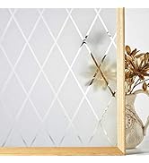 VELIMAX Lattice Frosted Window Film Window Privacy Film Static Cling Window Vinyl Opaque Glass St...