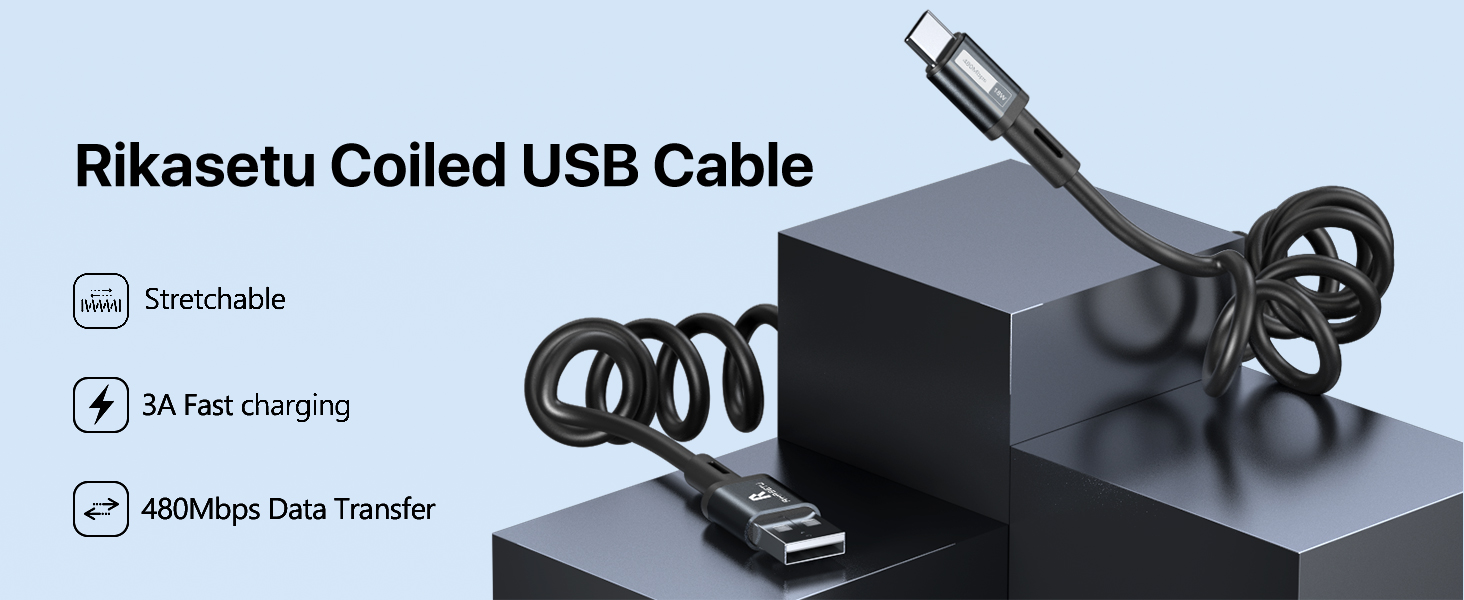 Rikasetu Coiled USB C Cable