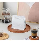 Roppolo 50 Pcs 4oz White Sqaure Coffee Bean Bags, Easy Tear Open & Repeating Sealed Zipper, Heat-...