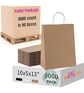 MESHA Gift Paper Bags 9000 PACK 10X5X13 Brown Large Shopping Kraft Bags Bulk with Handles Reusabl...