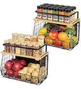 GGIU Magnetic Shelf for Fridge with Wood Lid: Fruit Potato and Onion Storage Bin - Magnetic Spice...