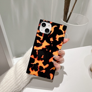 square flame print phone case
