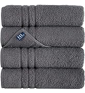 Hammam Linen Cool Grey Bath Towels 4-Pack - 27x54 Soft and Absorbent, Premium Quality Perfect for...
