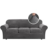 H.VERSAILTEX 4 Pieces Thick Velvet Sofa Covers Couch Covers for 3 Cushion Couch Sofa High Stretch...