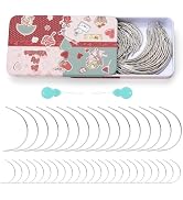 GarfxG Curved Needles 60 PCS 2'' / 3.5 '' C Type Weaving Sewing Needles with Metal Box Hand Sewin...