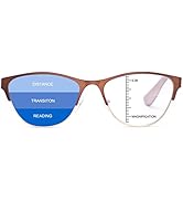 Progressive Multifocus Spring Hinge Reading Glasses Computer Blue Light Blocking Multifocal No Li...