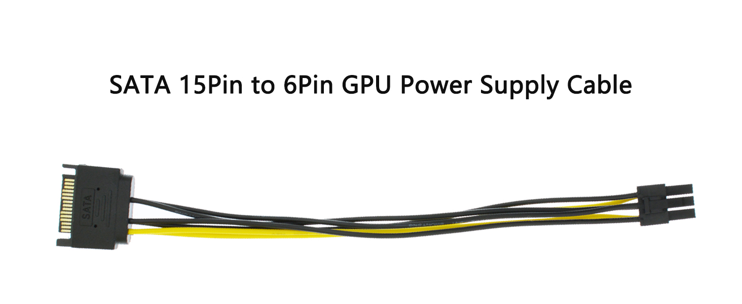 SATA 15 Pin to ATX 6 Pin Power Supply Cable
