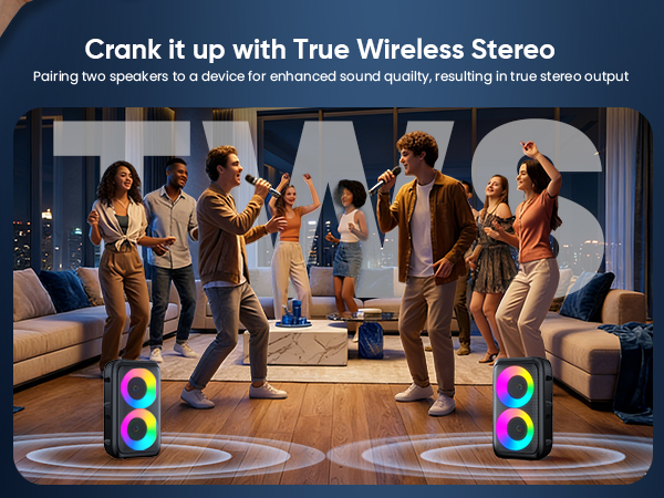 Bluetooth Speaker with Microphone for Party, Home, Outdoor Events