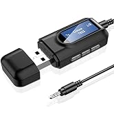 USB Bluetooth 5.0 Transmitter Receiver, Wireless Audio Adapter w/Screen &Microphone for Handsfree...