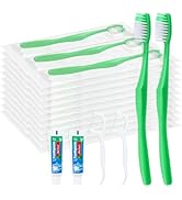 HAIFOTRVA Disposable Toothbrushes with Toothpaste and Floss,50 Pcs Green 3 in 1 Individually Wrap...