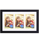 RPJC Solid Wood Collage Picture frames with High Definition Glass 3 Opening 4x6 Photos with Mat o...