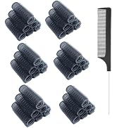 MOODKEY 36PCS Self Grip Small Hair Curlers Black Heatless Roller Hair Curlers Pro DIY Curly Hairs...