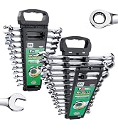 SK Ratcheting Wrench Set, Combination Wrench Set, 25-Piece, SAE 1/4" to 1", Metric 8 to 19mm, 72-...