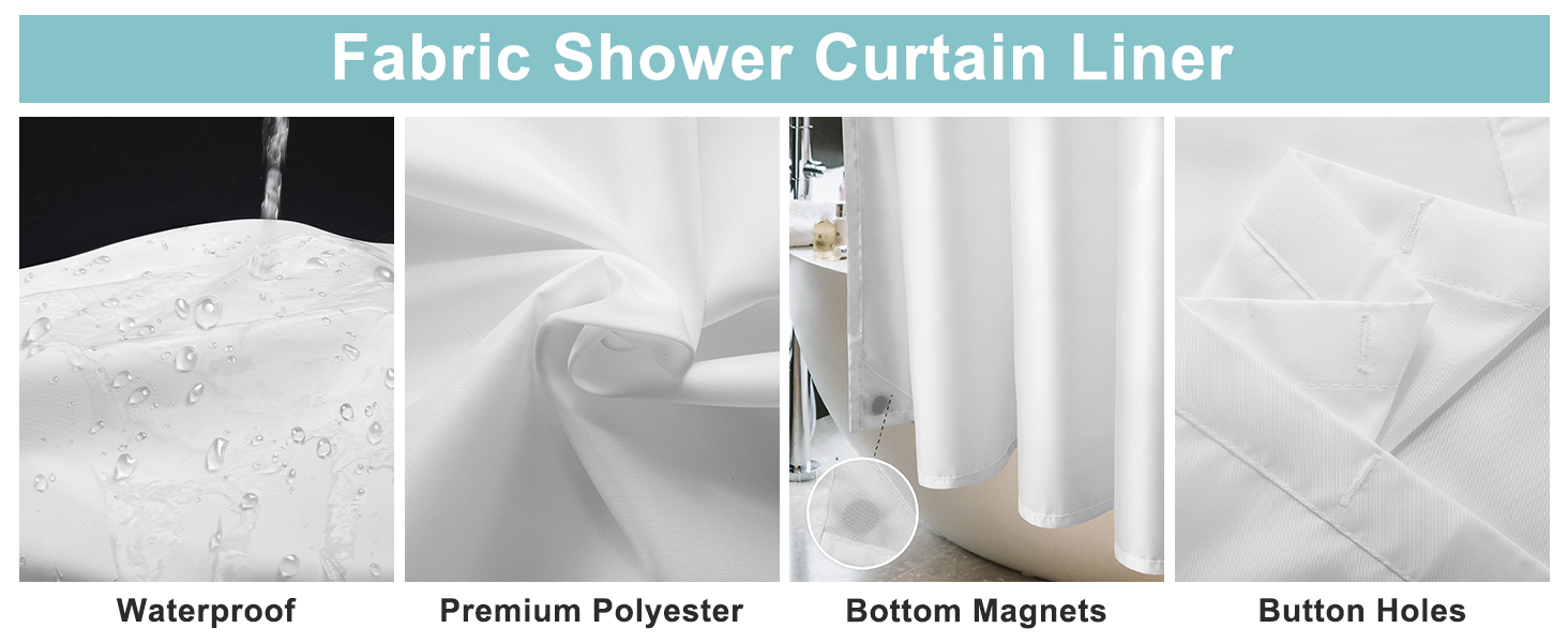 waterproof soft white shower curtain liner