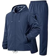UIQUR Mens Rain Suit Waterproof Rain Jacket with Rain Pants 2 Pieces Lightweight Packable Raincoa...