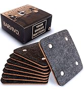 Barvivo Classic Felt Coasters for Drinks with Rivets - Set of 8 Cork Coasters with Felt Side for ...