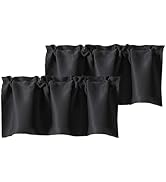 Chyhomenyc Black Valances for Window, Room Darkening Short Curtains for Kitchen Bedroom Living Ro...