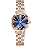FANMIS Women's Luxury Rose Gold Watches Diamond Dial Easy Read Time Watch Elegant Dress Watch Sta...
