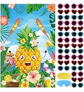Hooqict Luau Party Game for Kids Pin the Sunglasses on the Pineapple for Summer Tropical Tiki Lua...