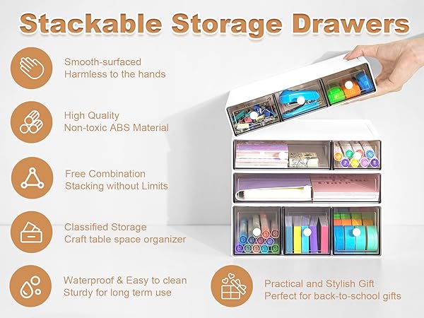 4 Tier Plastic Stackable Storage Drawers