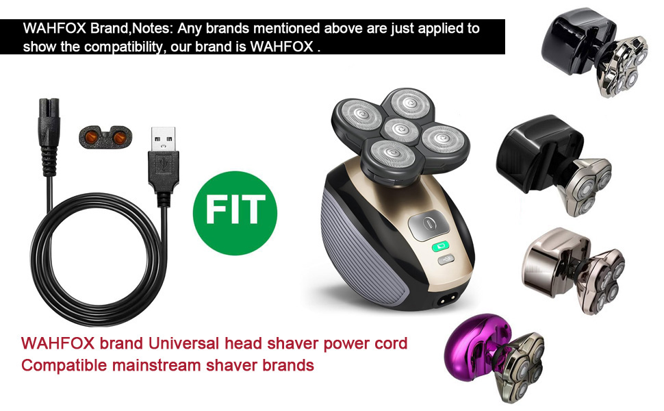 WAHFOX Head Shaver Charger Cord USB cable Power for SKULL SHAVER