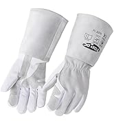 TOPDC Premium Goatskin Leather Welding Gloves, Split Cowhide Back, TIG Welding Gloves with Reinfo...