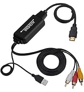 RCA to HDMI Converter, AV to HDMI Converter Cable Cord, 3RCA CVBS Composite Audio Video to 1080P ...