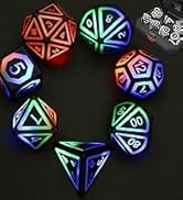 EXCECAR Rechargable DND Dice Set, Light Up Dice, 7 PCS Glowing Balanced LED Dice Electronic Dices...