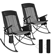 Romswi 2 Pack High Back Portable Rocking Chair with Hard Armrests, Oversized Folding Rocker Campi...