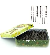 200pcs U Shaped Hair Pins Brown with Cute Case, Hairpins for Buns, Premium Bobby Pins for Kids, G...