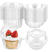TOFLEN 100ct Disposable Clear Plastic Packaging Box with Cover - Plastic Hinged Food Container fo...